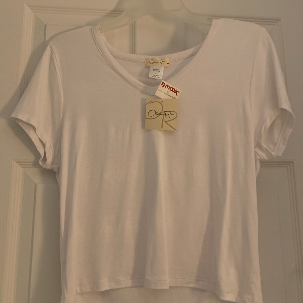 Plain White V-Neck T-Shirt. With Tags!